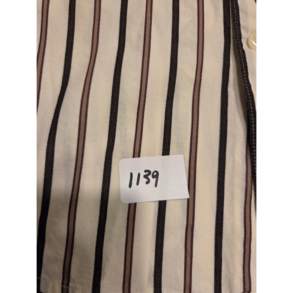 Axist Mens Modern Fit Striped Button Down‎ Shirt Cream Brown Black Size M - Picture 6 of 6